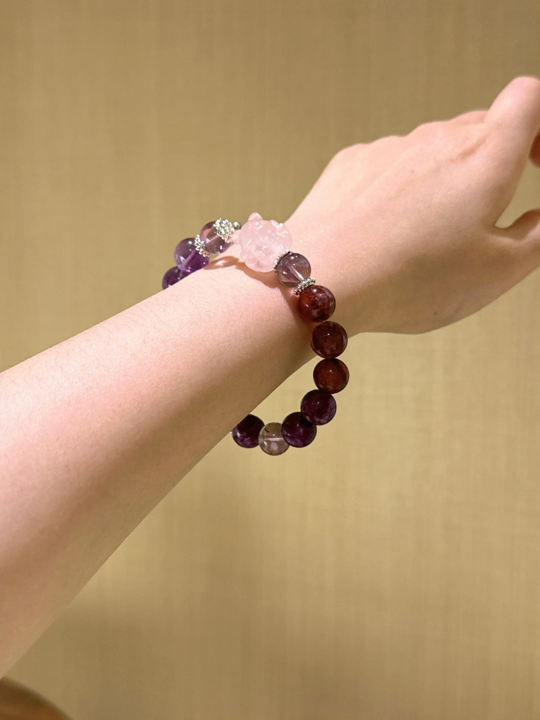 ▫️▪️ Purple multi-treasure pink crystal nine-tailed fox bracelet